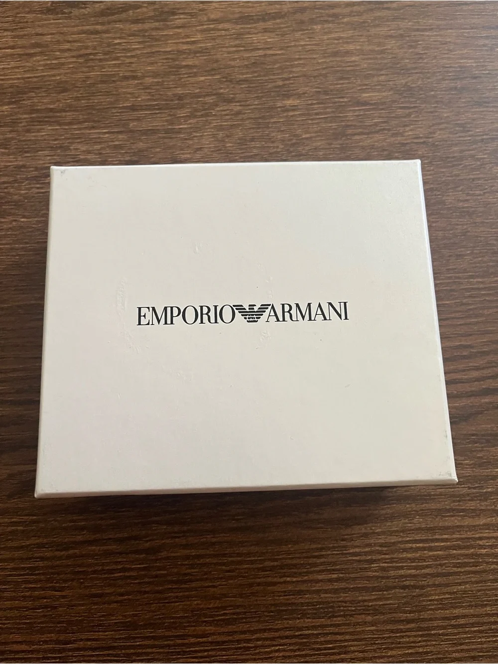 NEW Emporio Armani Navy Pebbled Leather Bi-Fold Wallet with Metal Silver Logo